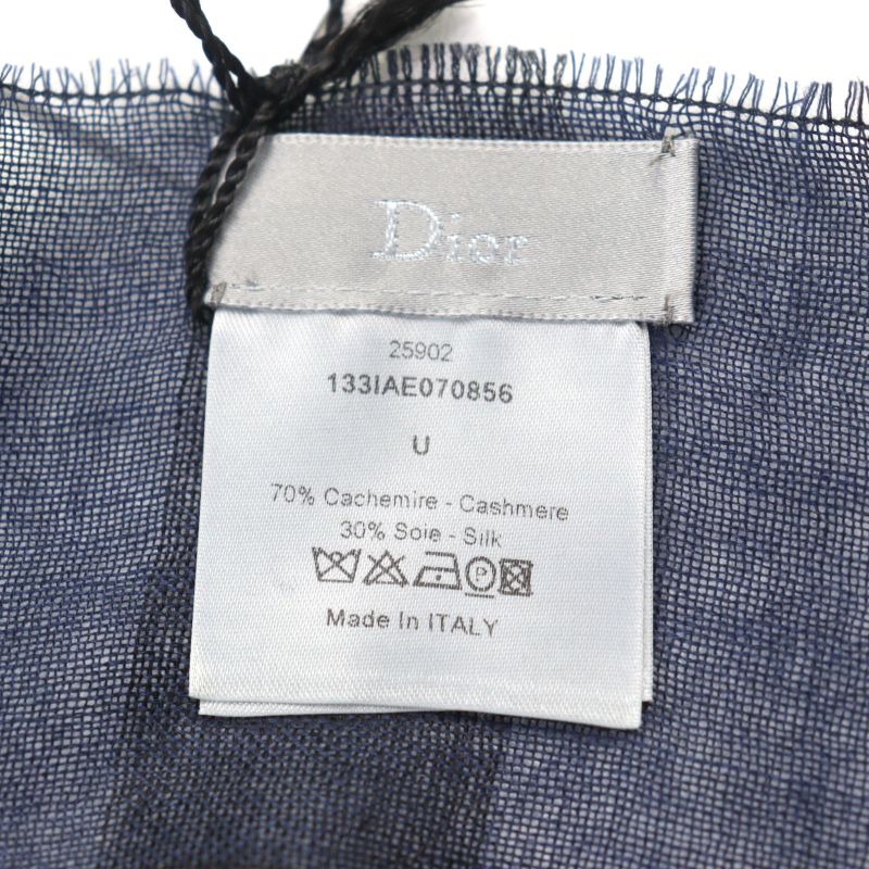 Dior Homme 133 Cashmere Silk Logo Embroidery Checked Scarf — view 9