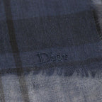 Dior Homme 133 Cashmere Silk Logo Embroidery Checked Scarf — view 7