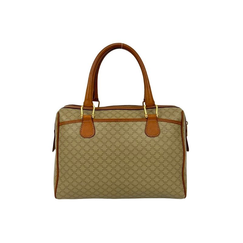 Celine Vintage Macadam Pattern Triomphe Logo Leather Handbag — view 4