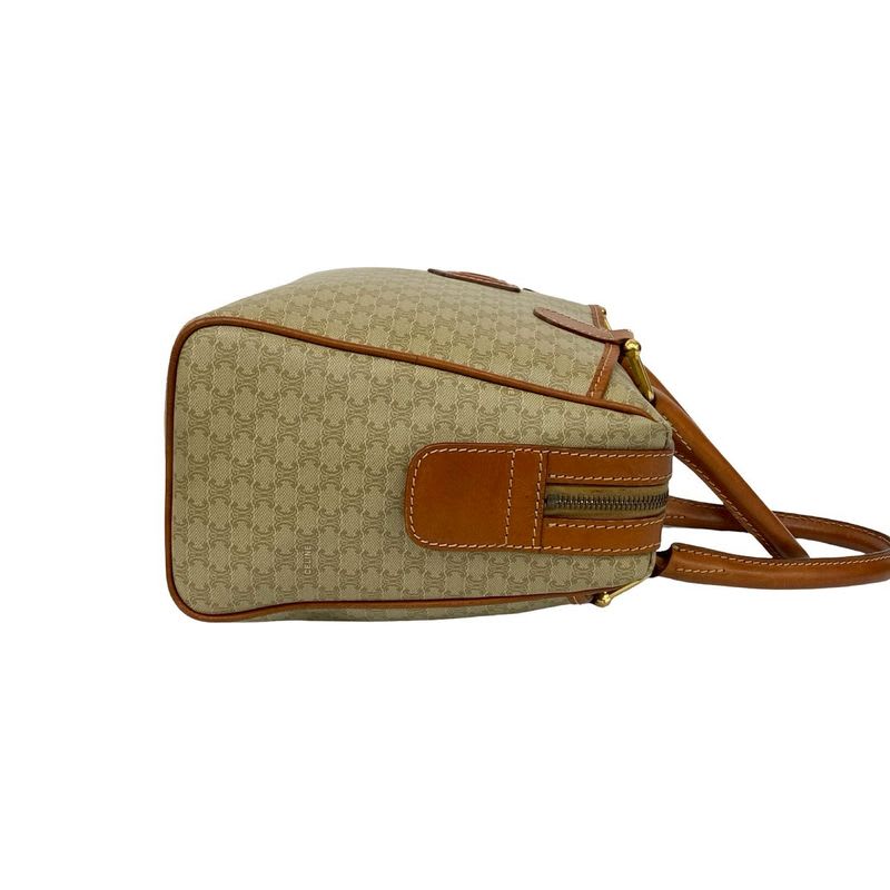 Celine Vintage Macadam Pattern Triomphe Logo Leather Handbag — view 7