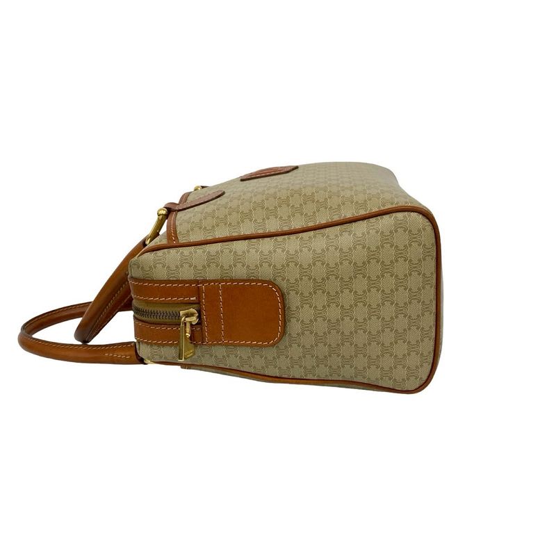 Celine Vintage Macadam Pattern Triomphe Logo Leather Handbag — view 6