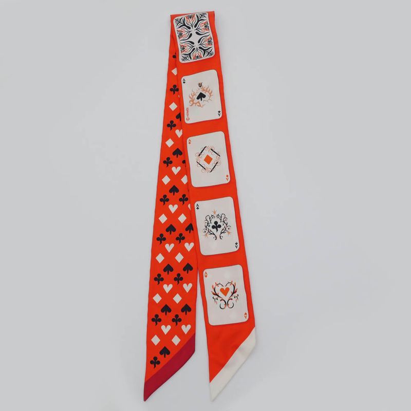 Hermes Twilly-trump Orange Multicolor Silk Scarf Accessory — view 2