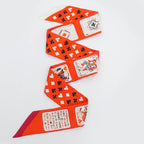 Hermes Twilly-trump Orange Multicolor Silk Scarf Accessory — view 6