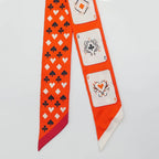 Hermes Twilly-trump Orange Multicolor Silk Scarf Accessory — view 4