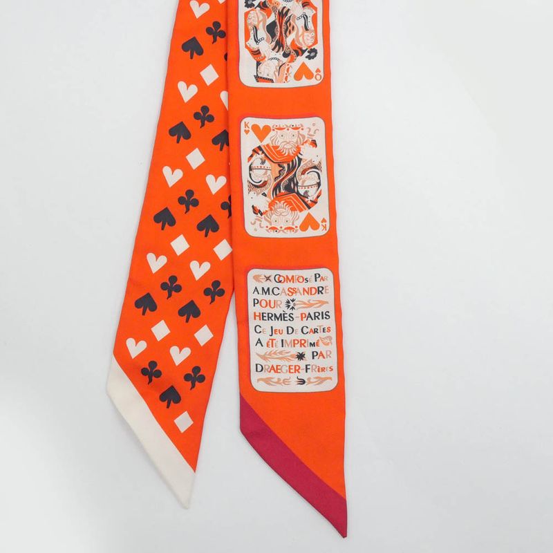 Hermes Twilly-trump Orange Multicolor Silk Scarf Accessory — view 3