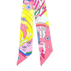 Hermes Twilly Source Of Pegase Pegasus Pink Multicolor Yellow Silk Scarf — view 4