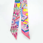 Hermes Twilly Source Of Pegase Pegasus Pink Multicolor Yellow Silk Scarf — view 3