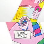 Hermes Twilly Source Of Pegase Pegasus Pink Multicolor Yellow Silk Scarf — view 8