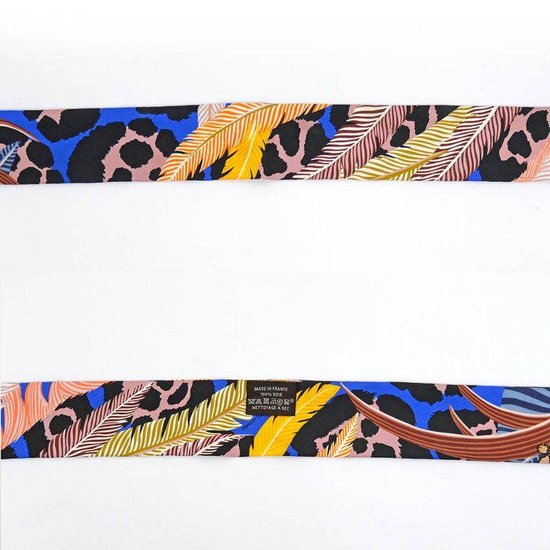 Hermes Twilly-jaga-quetzal Multicolor Blue Orange Black Silk Scarf — view 5