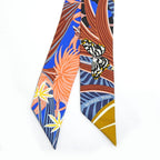 Hermes Twilly-jaga-quetzal Multicolor Blue Orange Black Silk Scarf — view 3