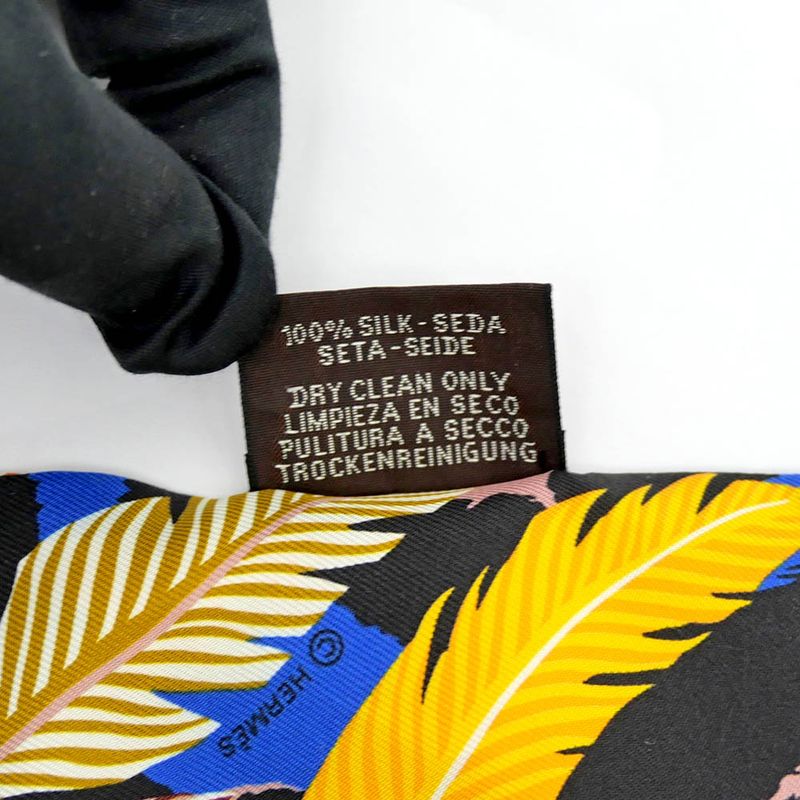 Hermes Twilly-jaga-quetzal Multicolor Blue Orange Black Silk Scarf — view 8
