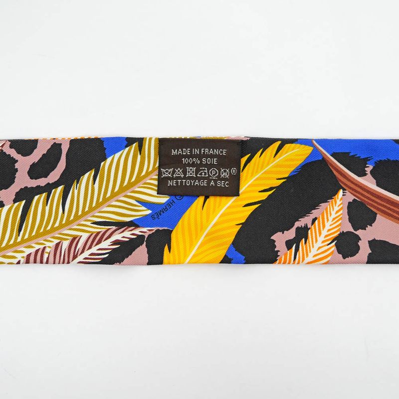 Hermes Twilly-jaga-quetzal Multicolor Blue Orange Black Silk Scarf — view 7
