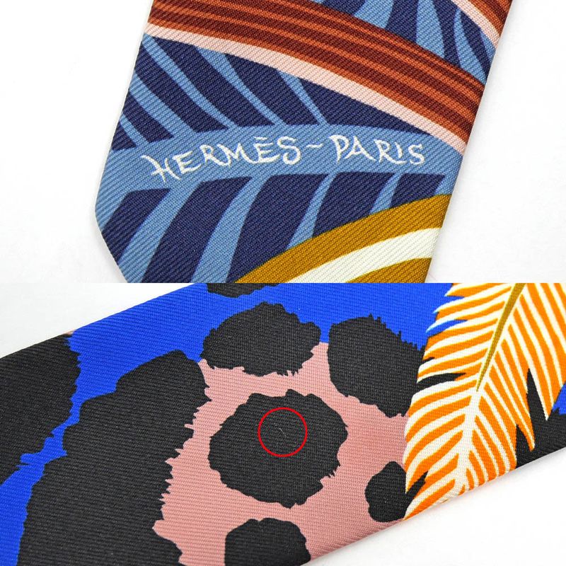 Hermes Twilly-jaga-quetzal Multicolor Blue Orange Black Silk Scarf — view 9