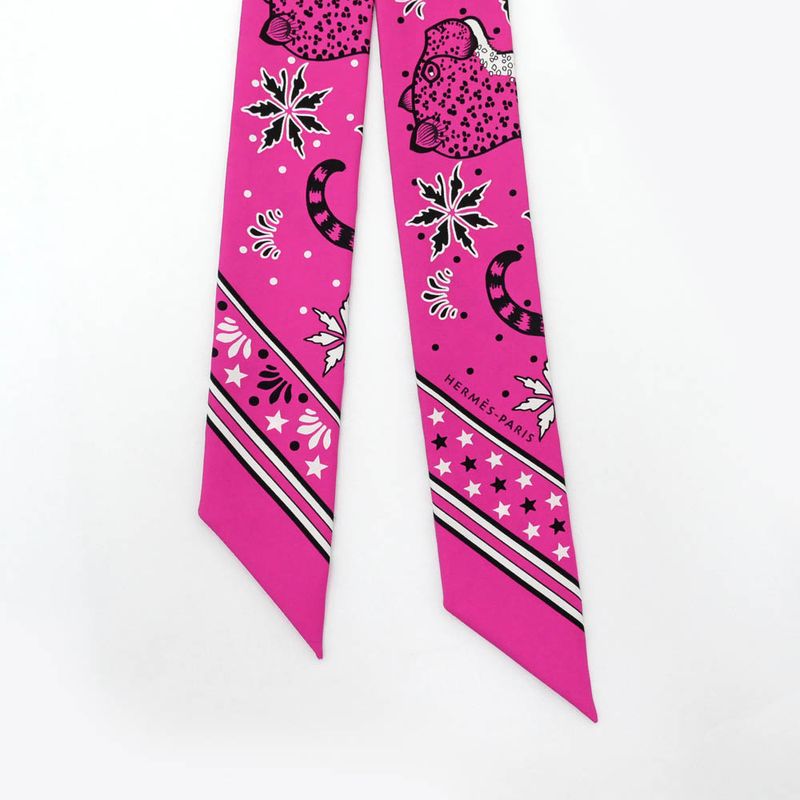 Hermes Twilly-dance Pacific Pink Multicolor-silk Scarf Accessory — view 3