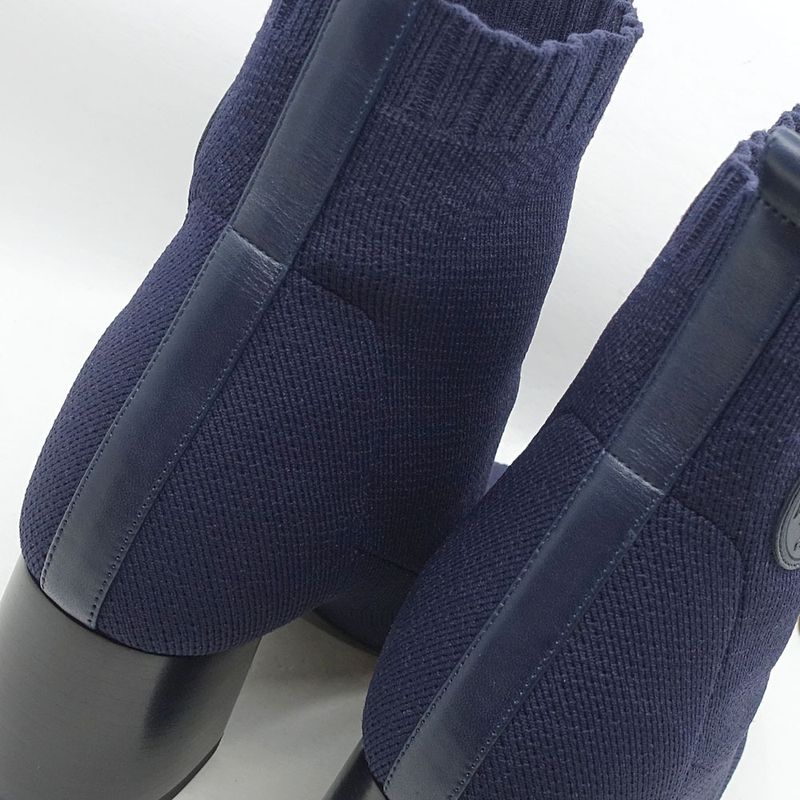 Hermes Shoes Boots Volver 60 Exlibris 37 1 2 Navy Knit Cuff — view 5