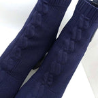 Hermes Shoes Boots Volver 60 Exlibris 37 1 2 Navy Knit Cuff — view 2