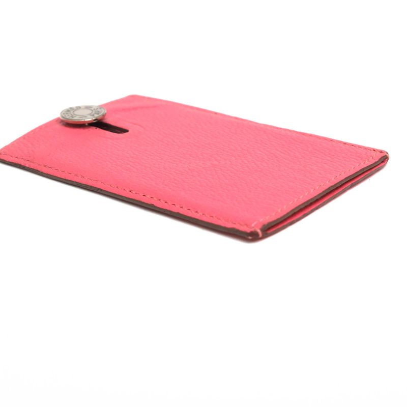Hermes Card Holder Business Women Leather Pink — view 5