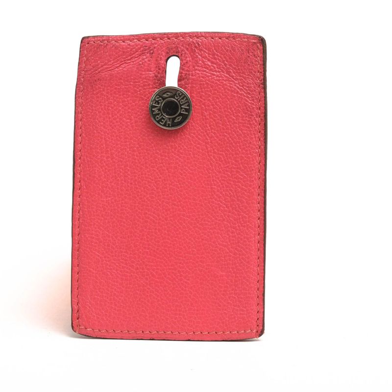 Hermes Card Holder Business Women Leather Pink — view 3