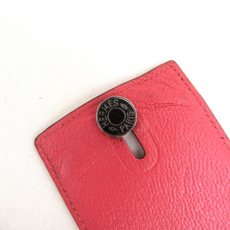 Hermes Card Holder Business Women Leather Pink — view 6