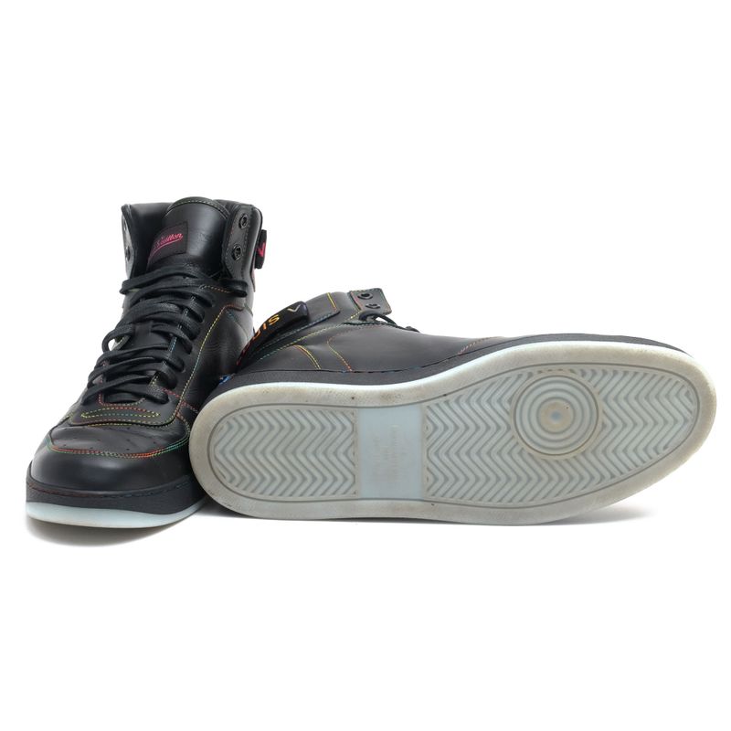 Louis Vuitton Shoes Sneakers High Cut Men Leather Black Rivoli — view 7