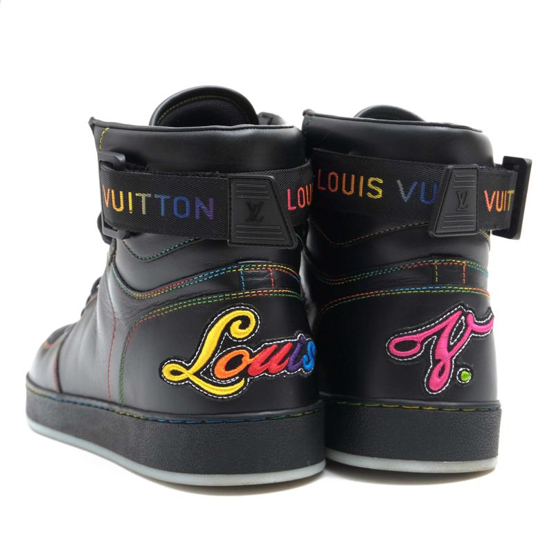 Louis Vuitton Shoes Sneakers High Cut Men Leather Black Rivoli — view 4