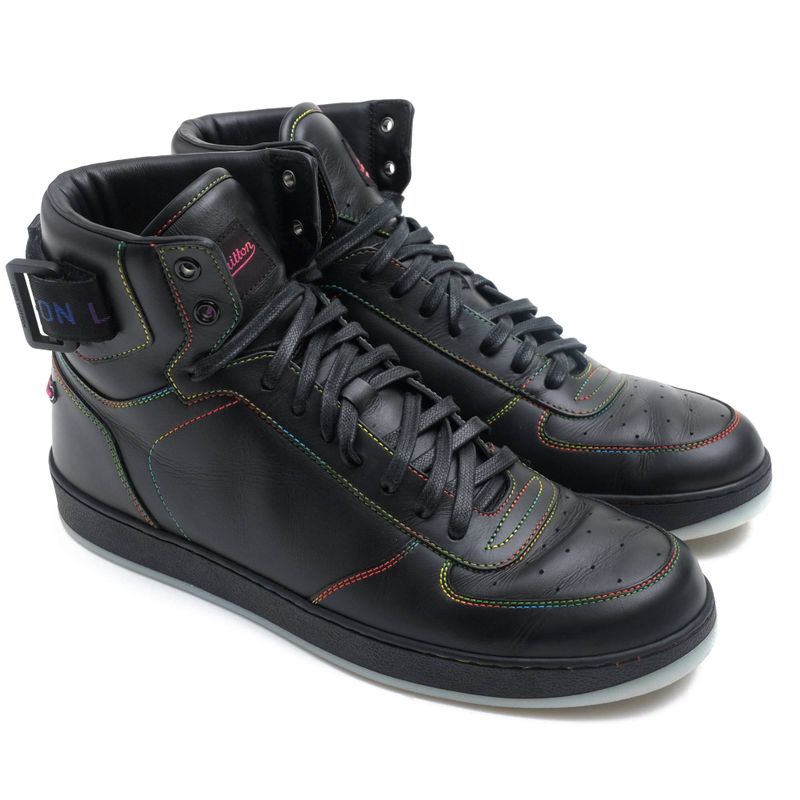 Louis Vuitton Shoes Sneakers High Cut Men Leather Black Rivoli — view 2