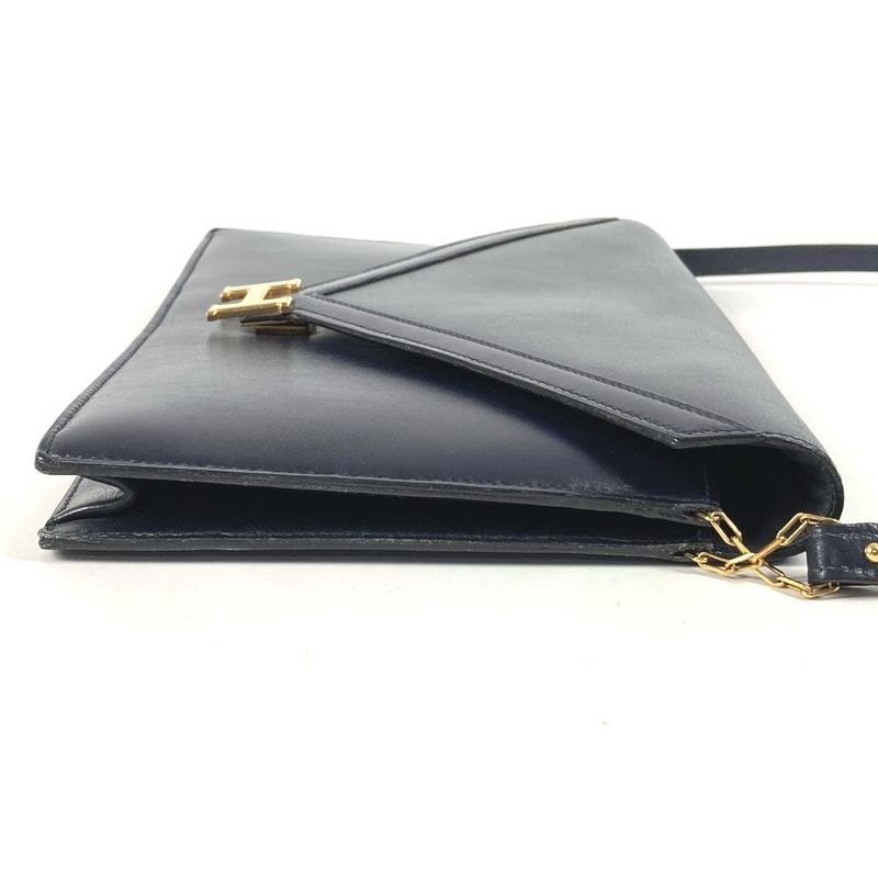 Hermes Shoulder Bag Liddy Box Calf Navy — view 3