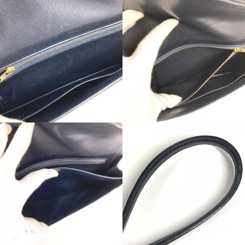 Hermes Shoulder Bag Liddy Box Calf Navy — view 9
