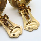 Christian Dior Earrings Metal Rhinestone Gold Logo Accessories Plated — view 5