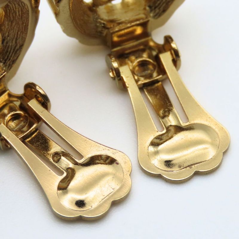 Christian Dior Earrings Metal Rhinestone Gold Logo Accessories Plated — view 5