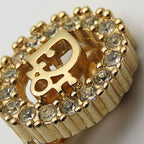 Christian Dior Earrings Metal Rhinestone Gold Logo Accessories Plated — view 9