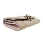 Dior Wallet Coin Case Cannage Leather Beige Small Compact Quilted — view 3