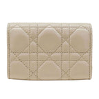 Dior Wallet Coin Case Cannage Leather Beige Small Compact Quilted — view 2