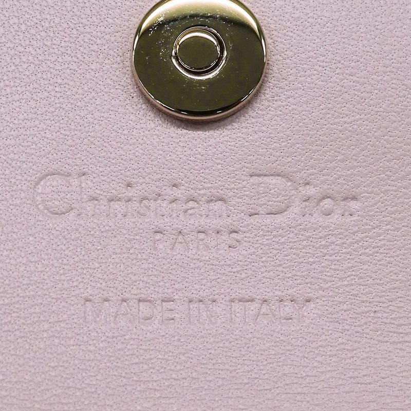 Dior Wallet Coin Case Cannage Leather Beige Small Compact Quilted — view 7