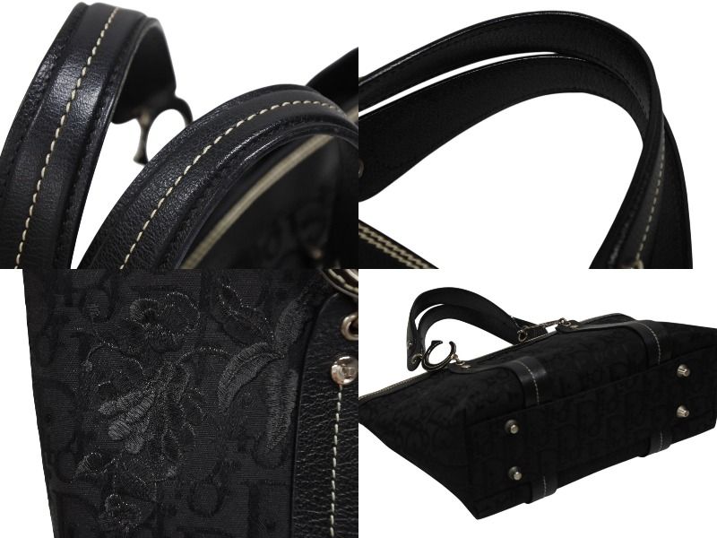 Dior Trotter Handbag All Over Print Black Cotton Canvas Silver — view 6