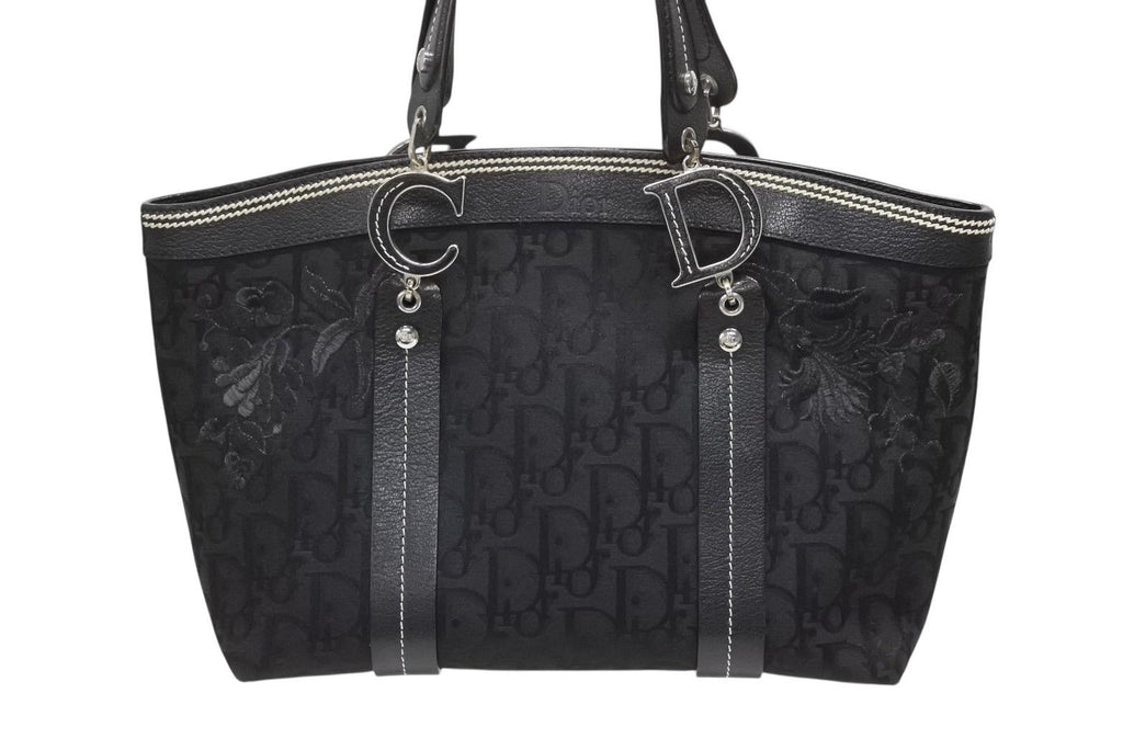 Dior Trotter Handbag All Over Print Black Cotton Canvas Silver — view 2