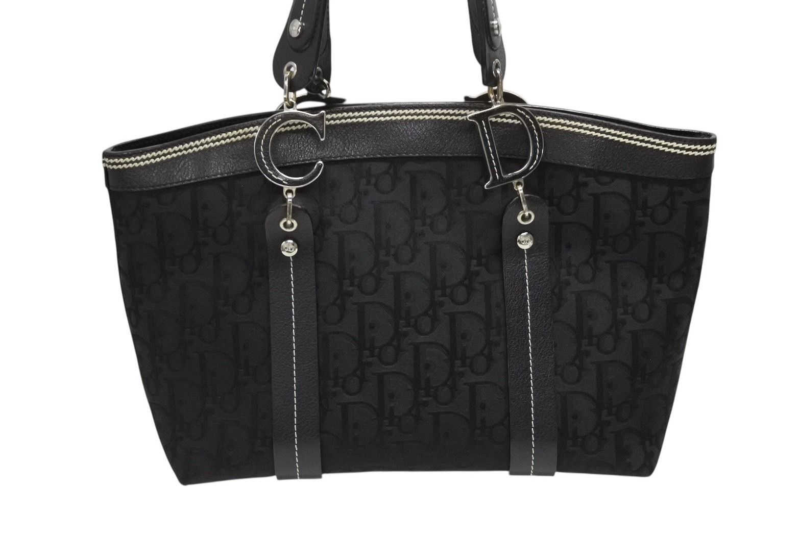Dior Trotter Handbag All Over Print Black Cotton Canvas Silver — view 3