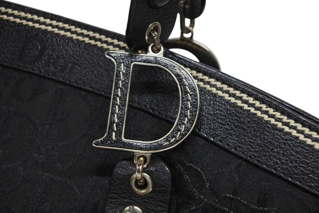 Dior Trotter Handbag All Over Print Black Cotton Canvas Silver — view 5