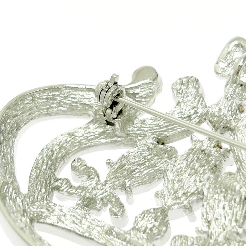Christian Dior Rhinestone Crown Brooch Pendant Top Silver — view 8