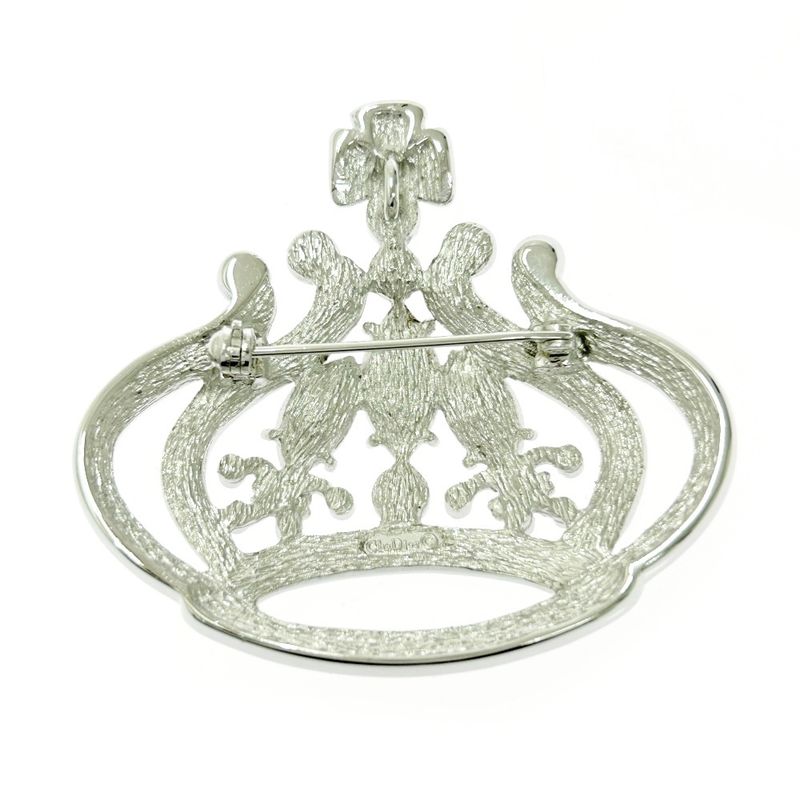Christian Dior Rhinestone Crown Brooch Pendant Top Silver — view 7