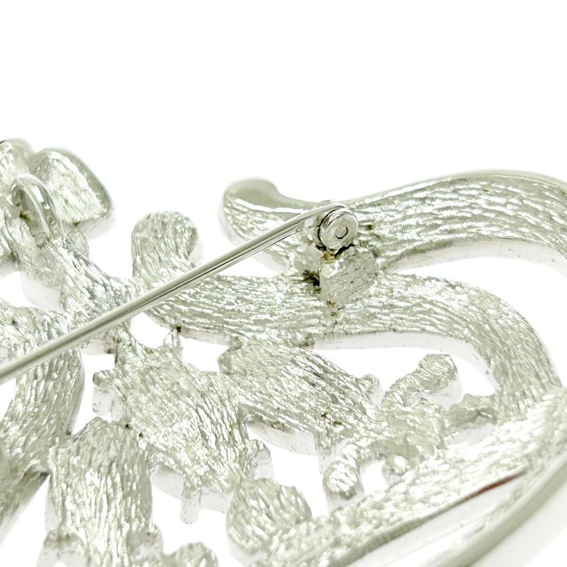 Christian Dior Rhinestone Crown Brooch Pendant Top Silver — view 9