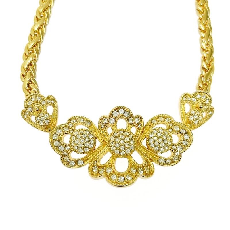 Christian Dior GP Rhinestone Flower Necklace Women — view 3