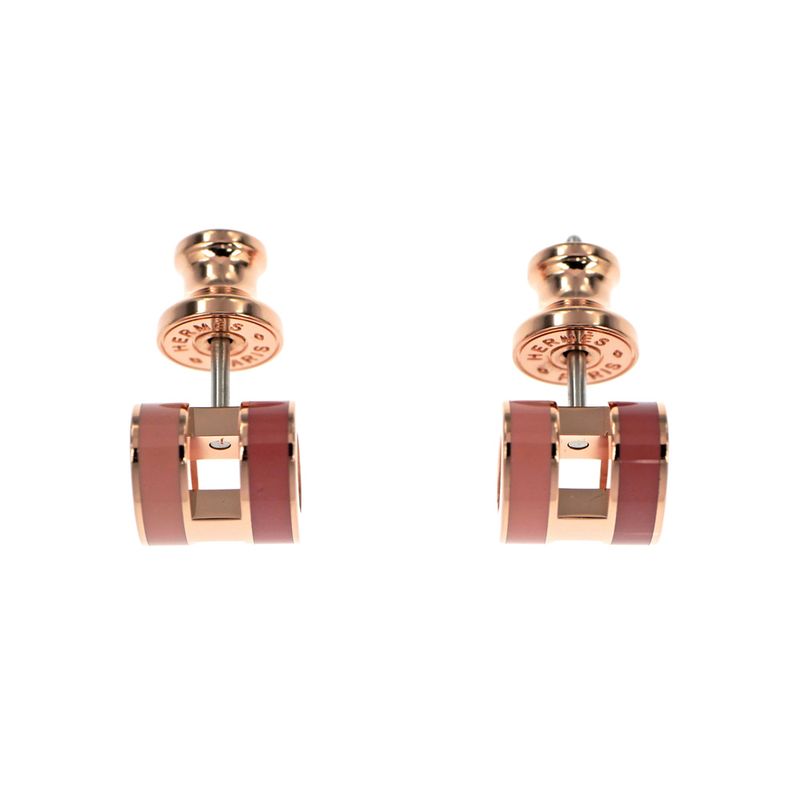 Hermes Earrings Pop Ash Cabas Le Pair Beauty Pink Rosegold Hardware — view 5