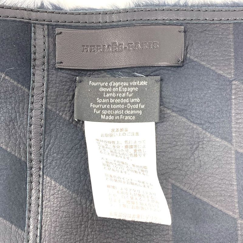 Hermes Scarf Leather Fur Black — view 5