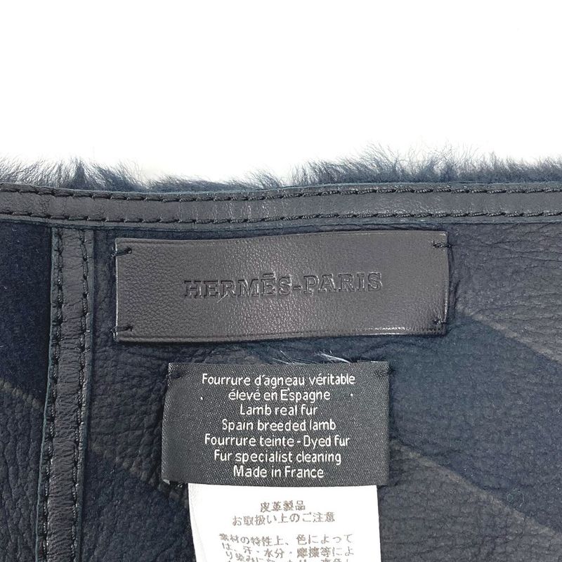 Hermes Scarf Leather Fur Black — view 4