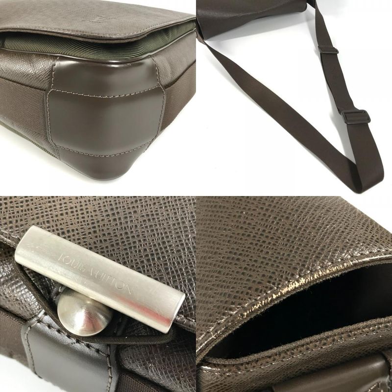 Louis Vuitton Shoulder Bag Victor Taiga Leather Grizzly Brown — view 7