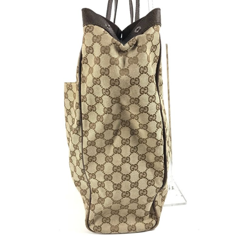 Gucci Shoulder Bag GG Logo Canvas Leather Beige — view 4