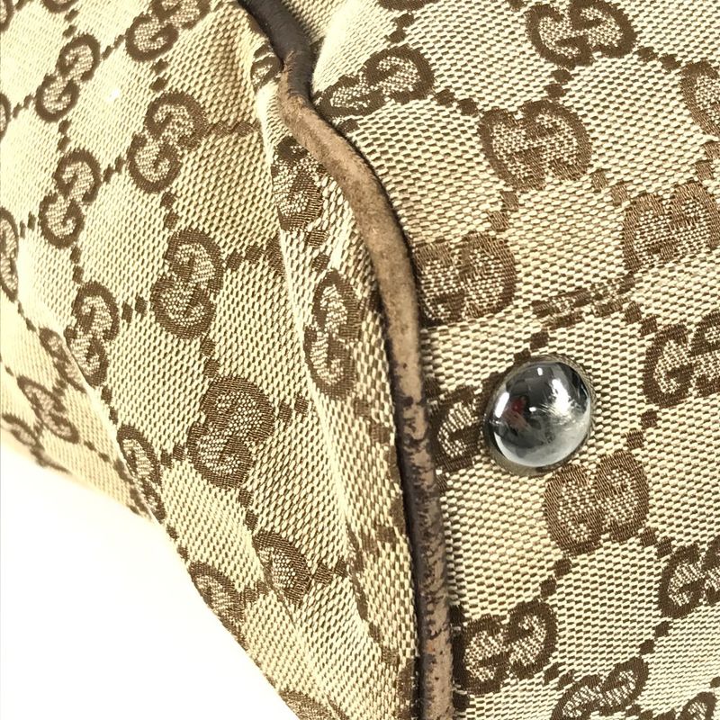 Gucci Shoulder Bag GG Logo Canvas Leather Beige — view 6
