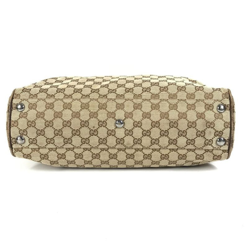 Gucci Shoulder Bag GG Logo Canvas Leather Beige — view 5