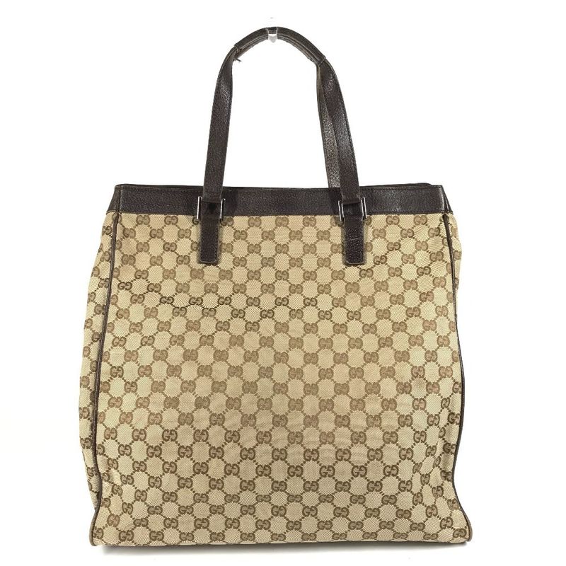 Gucci Shoulder Bag GG Logo Canvas Leather Beige — view 2